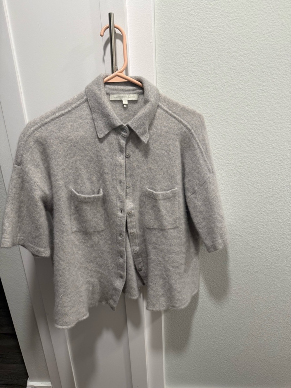 NakedCashmere Light Gray Short-Sleeve Button Cardigan